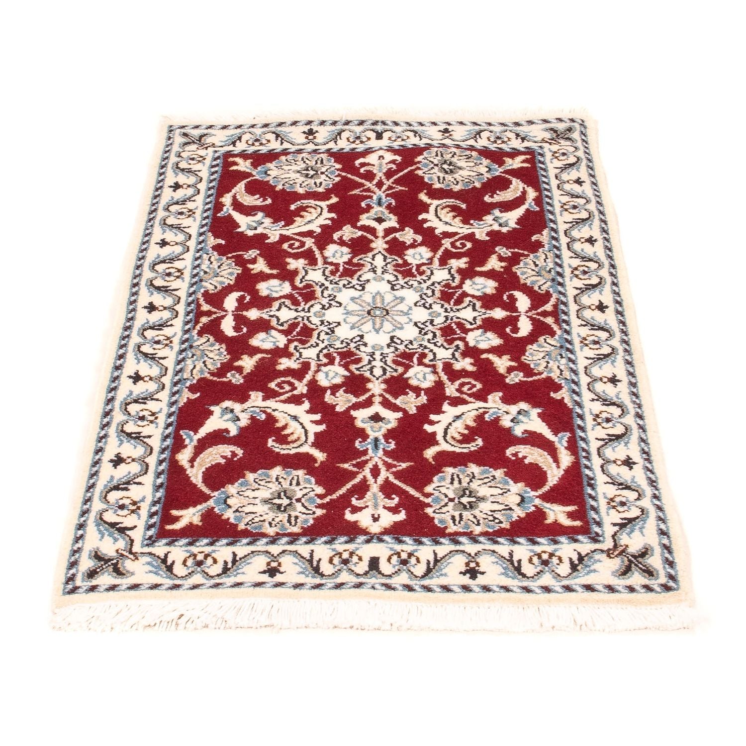 Alfombra Persa - Nain - Real - 100 x 60 cm - rojo oscuro