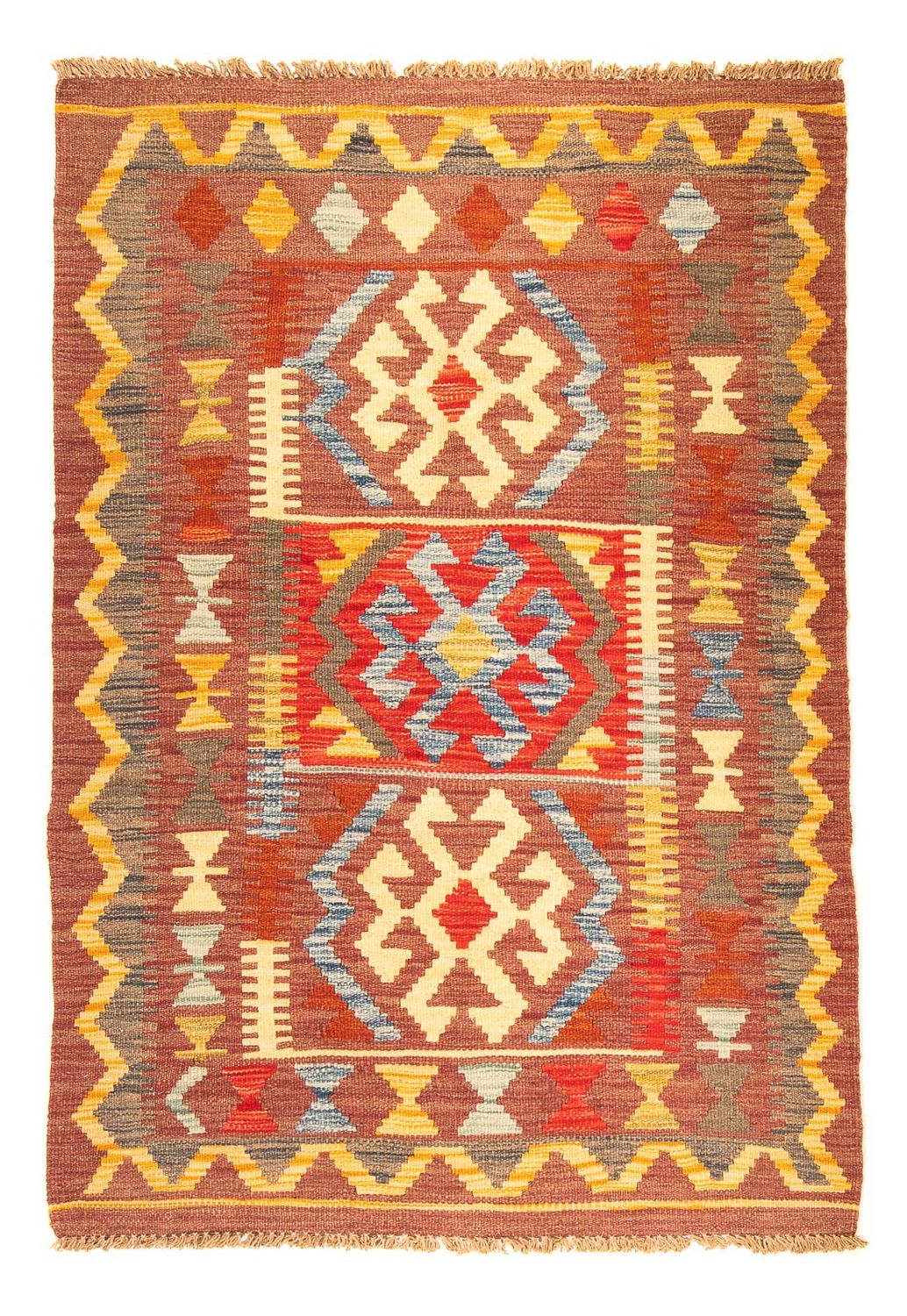 Alfombra Kelim - Splash - 125 x 86 cm - marrón