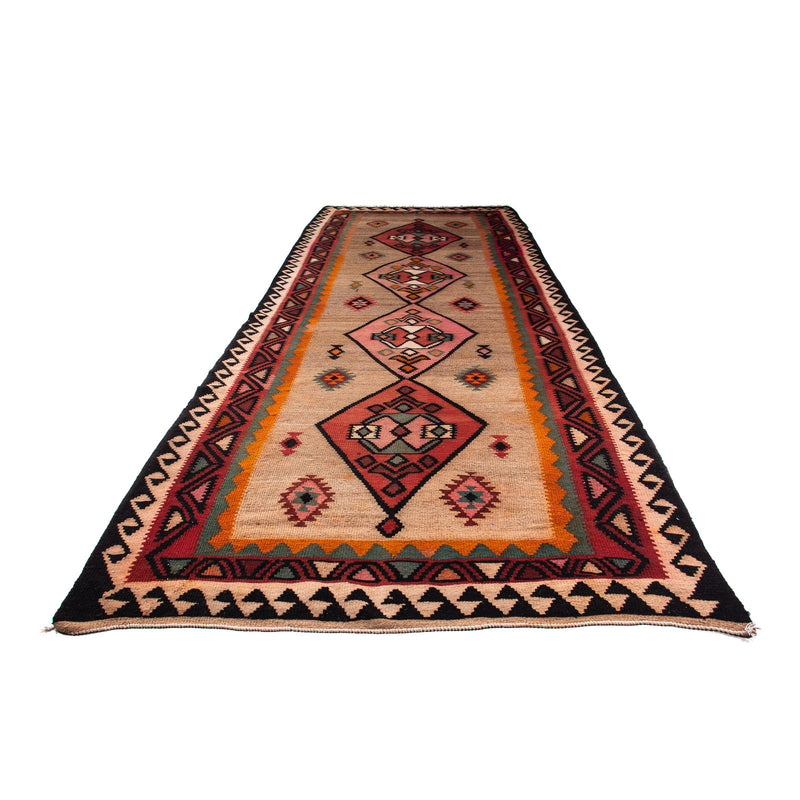 Alfombra de pasillo Alfombra Kelim - Antigua - 390 x 148 cm - multicolor