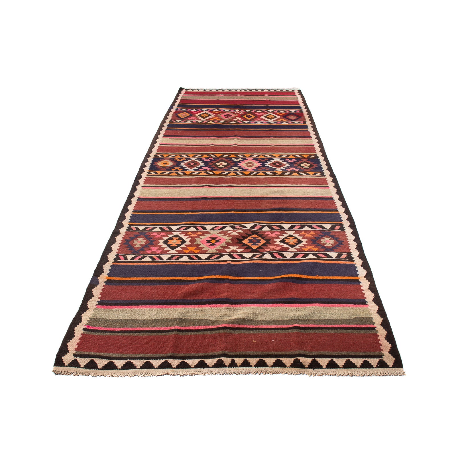Alfombra de pasillo Alfombra Kelim - Antigua - 360 x 140 cm - multicolor