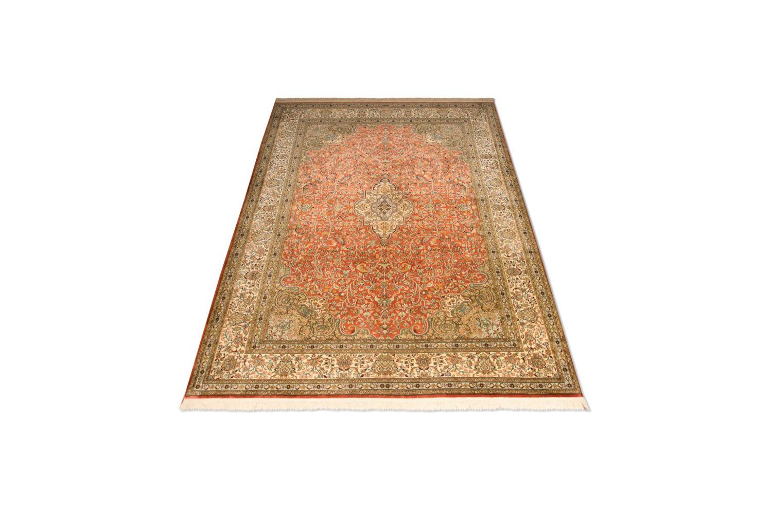 Alfombra de seda - Seda de Cachemira - 244 x 168 cm - naranja