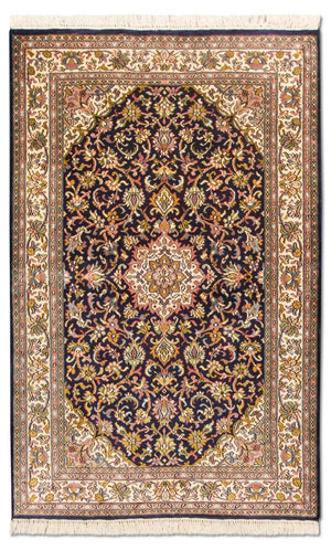 Alfombra de seda - Seda de Cachemira - 150 x 93 cm - azul oscuro