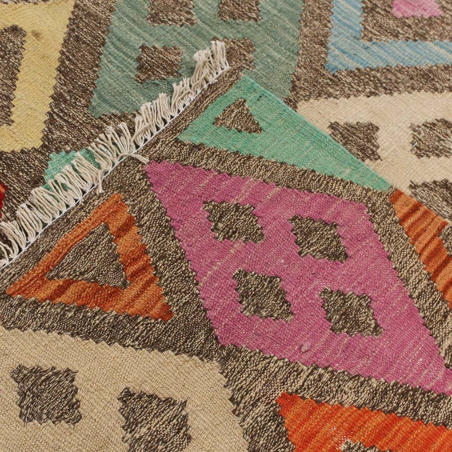 Alfombra Kelim - Splash - 194 x 151 cm - multicolor