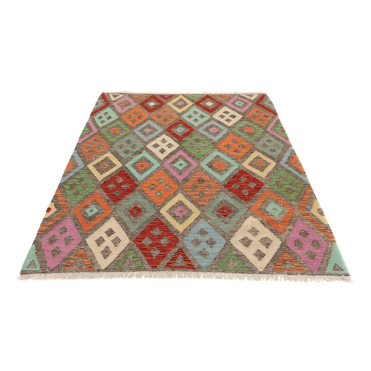 Alfombra Kelim - Splash - 194 x 151 cm - multicolor