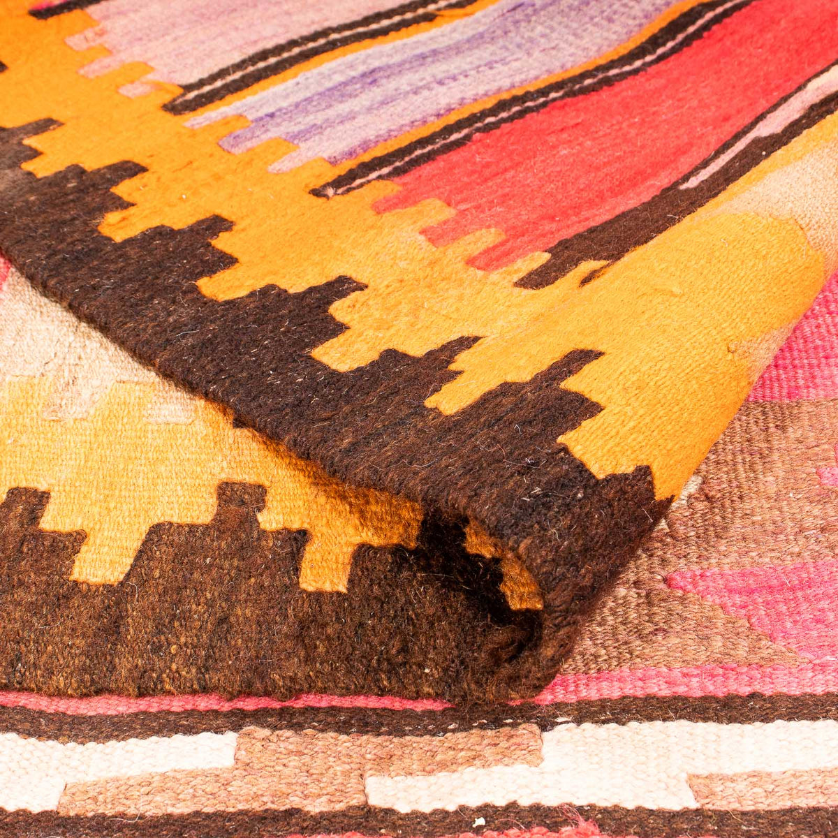 Alfombra de pasillo Alfombra Kelim - Antigua - 340 x 150 cm - multicolor