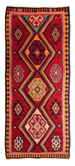 Alfombra de pasillo Alfombra Kelim - Antigua - 350 x 135 cm - multicolor