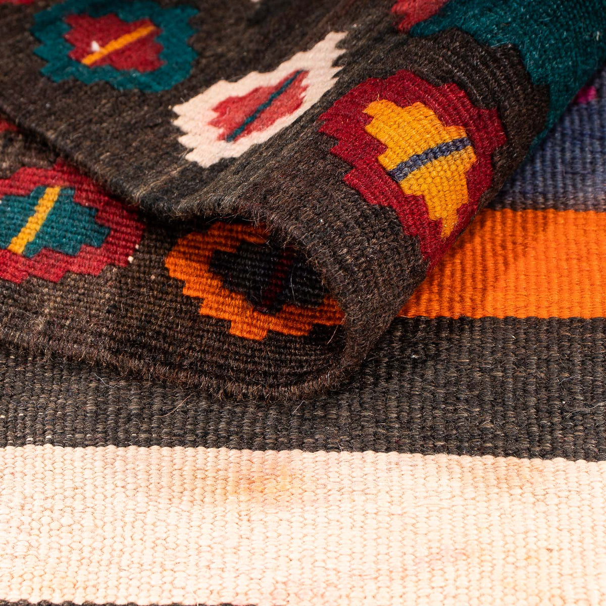 Alfombra de pasillo Alfombra Kelim - Antigua - 330 x 145 cm - multicolor