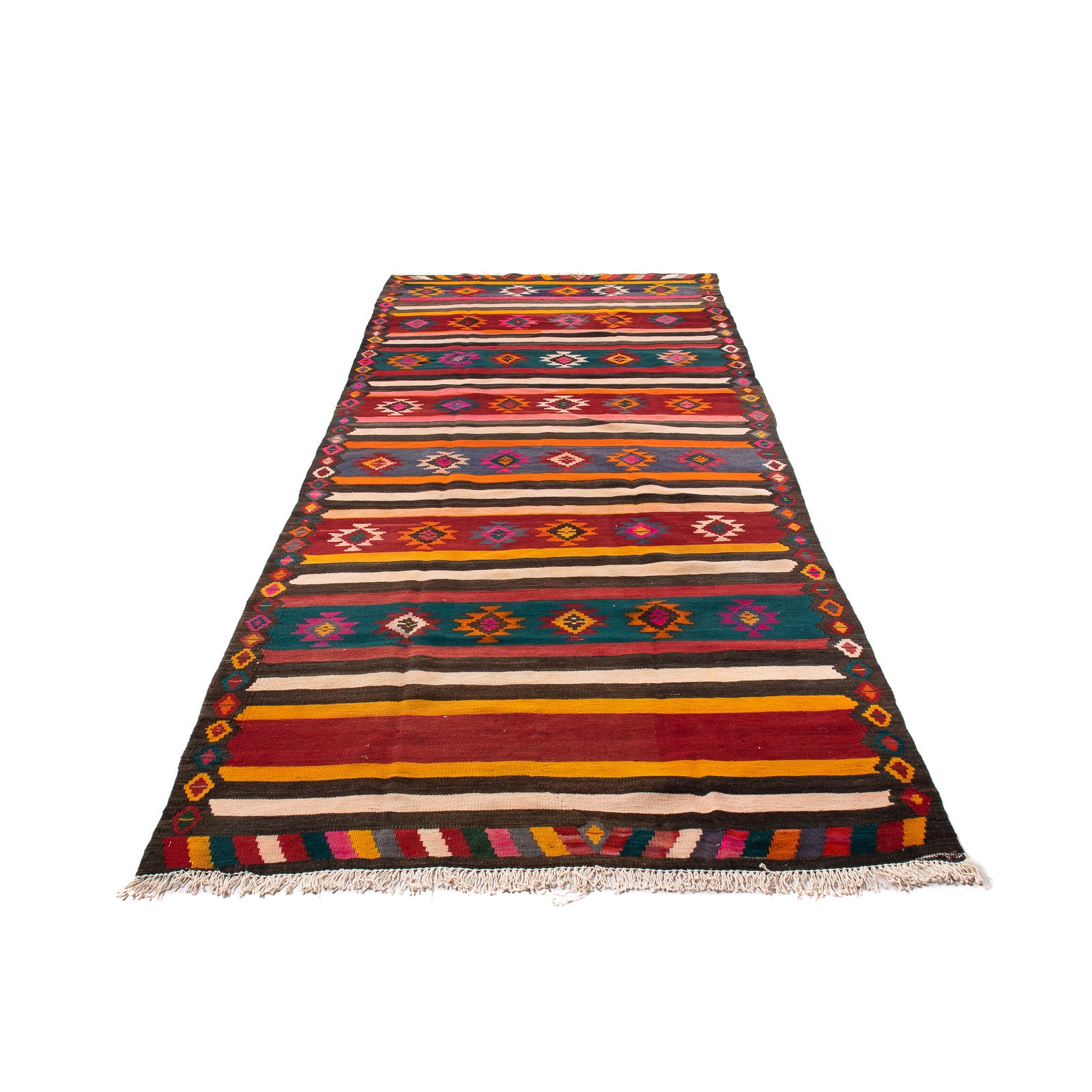 Alfombra de pasillo Alfombra Kelim - Antigua - 330 x 145 cm - multicolor