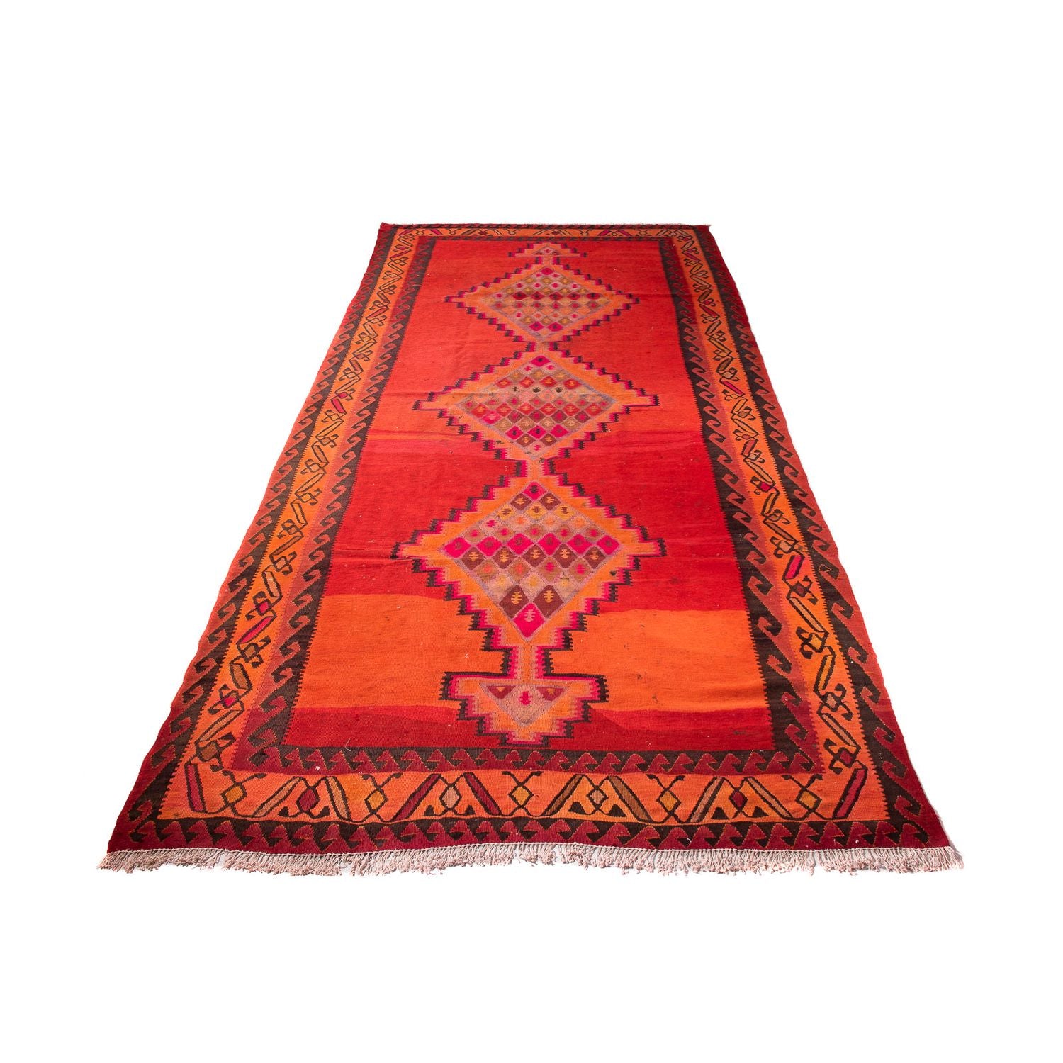 Alfombra de pasillo Alfombra Kelim - Antigua - 380 x 180 cm - multicolor
