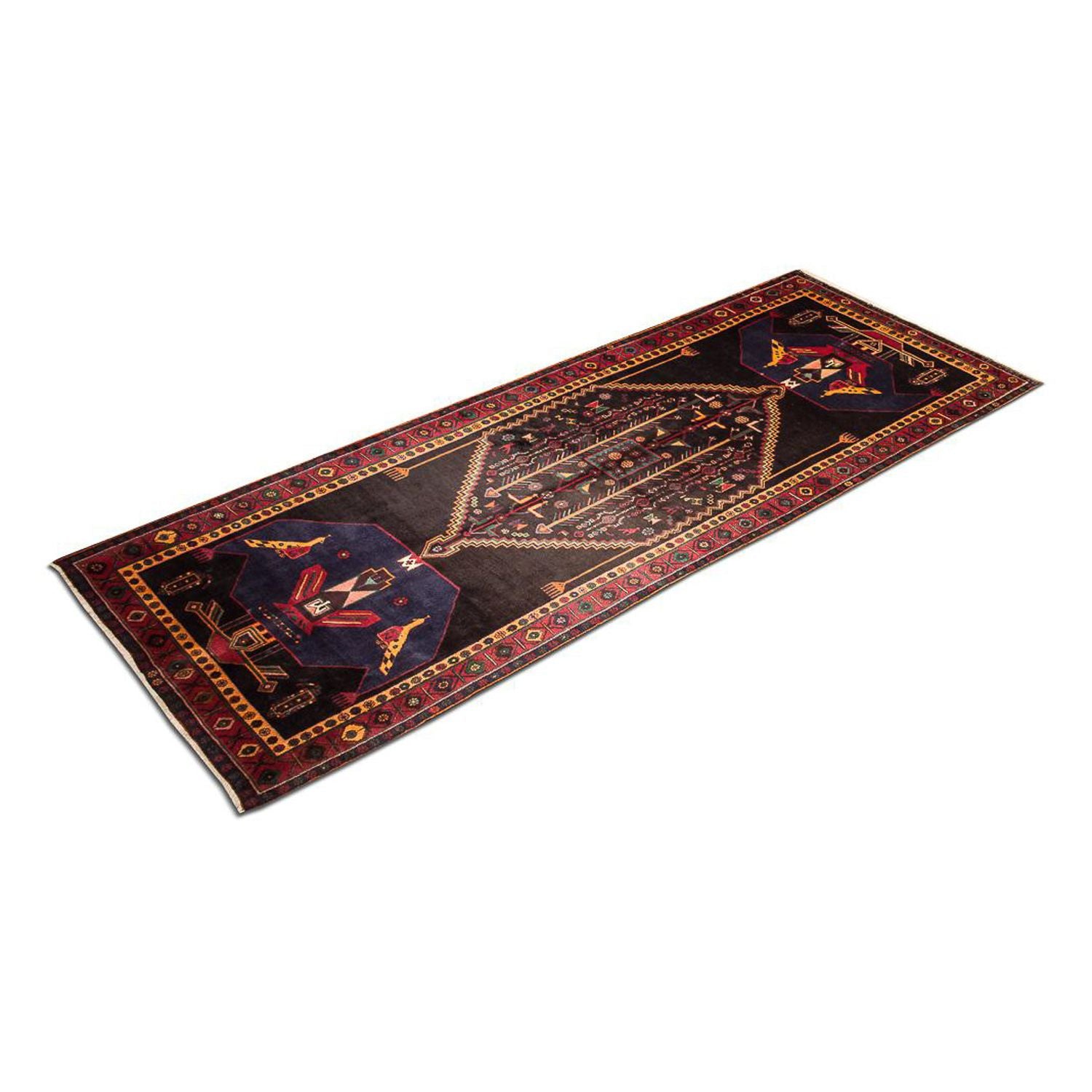 Alfombra de pasillo Alfombra persa - Nómada - 411 x 143 cm - azul oscuro