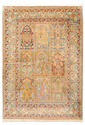 Alfombra de seda - Seda de Cachemira - 184 x 124 cm - multicolor