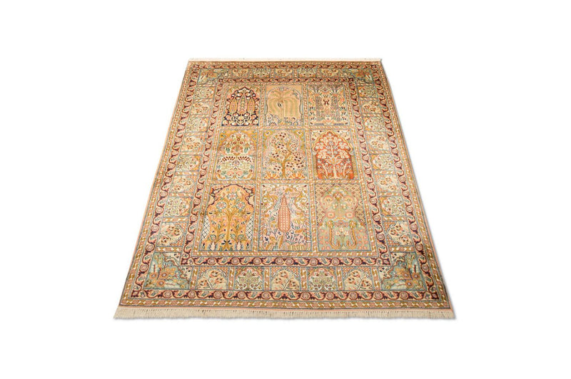Alfombra de seda - Seda de Cachemira - 184 x 124 cm - multicolor