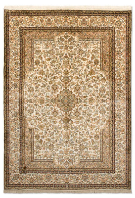 Alfombra de seda - Seda de Cachemira - 186 x 126 cm - beige