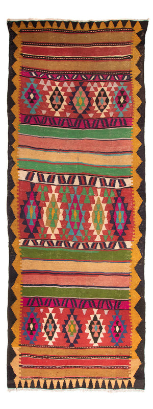 Alfombra de pasillo Alfombra Kelim - Antigua - 355 x 140 cm - multicolor