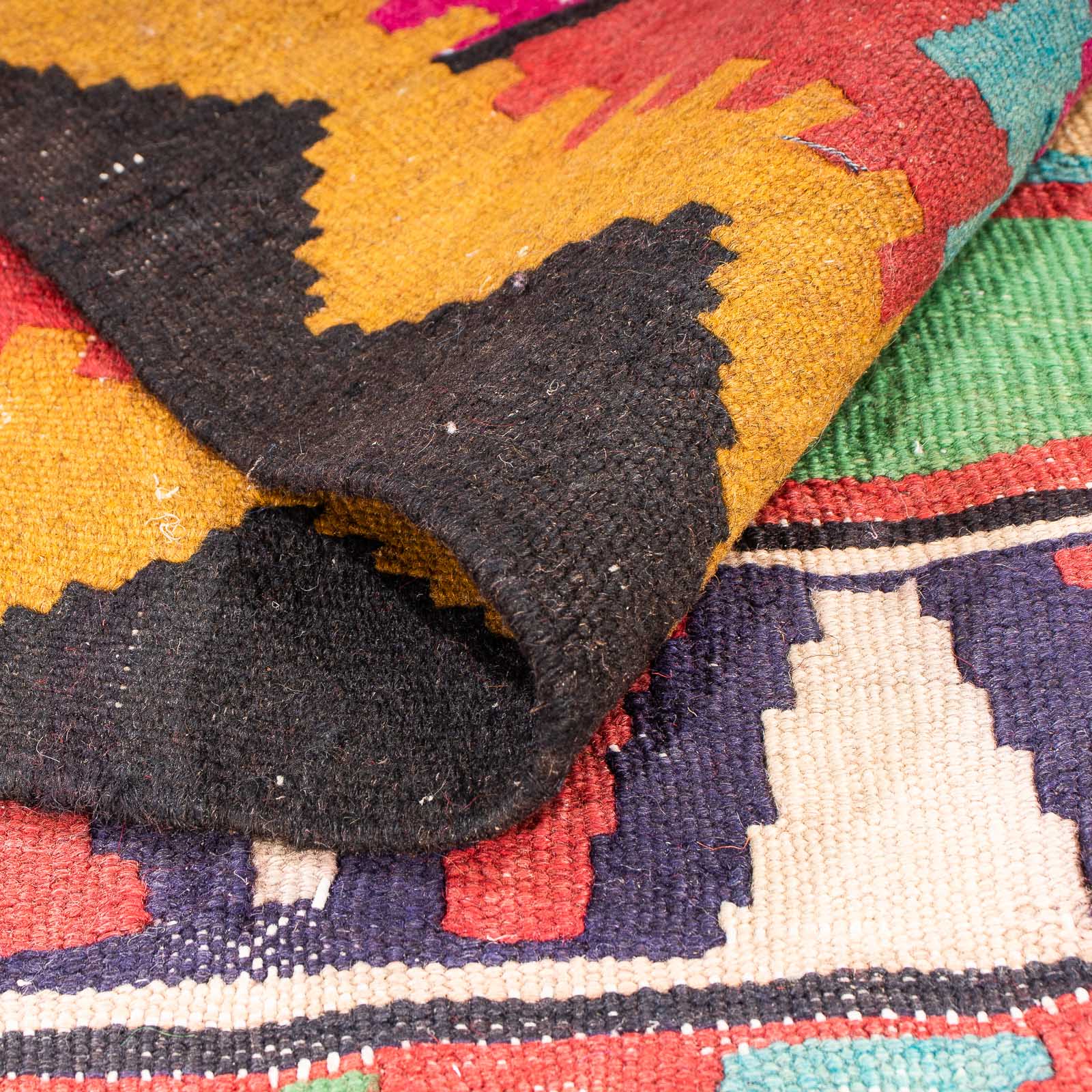 Alfombra de pasillo Alfombra Kelim - Antigua - 355 x 140 cm - multicolor