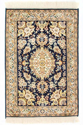 Alfombra de seda - Seda de Cachemira - 98 x 63 cm - azul