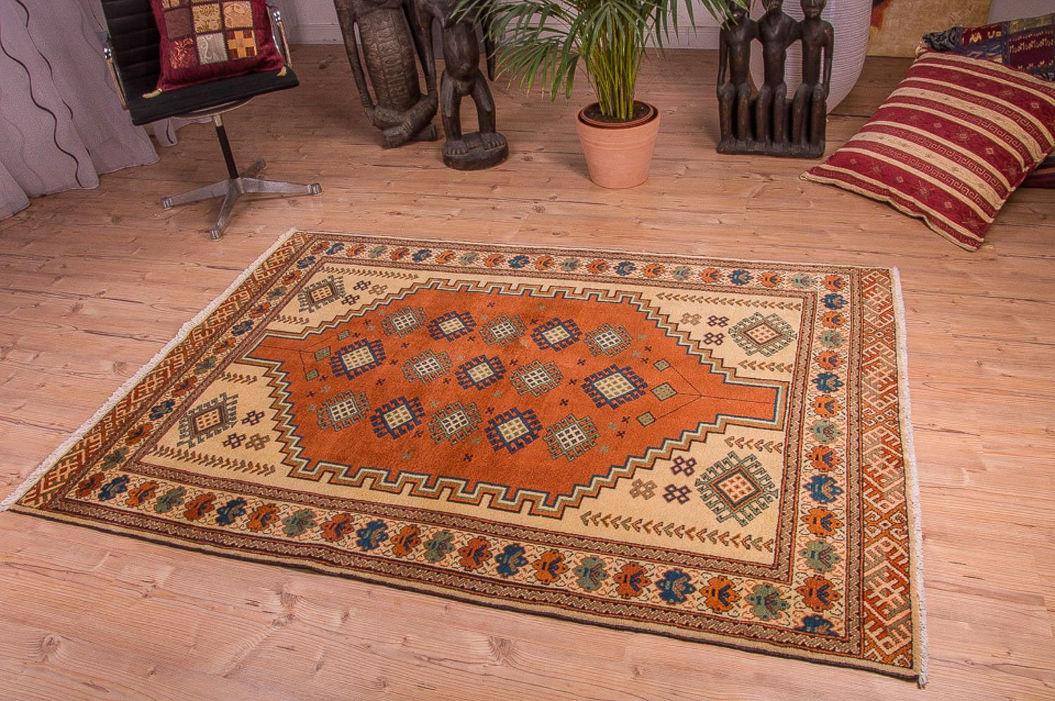 Alfombra Turkaman - 184 x 127 cm - naranja