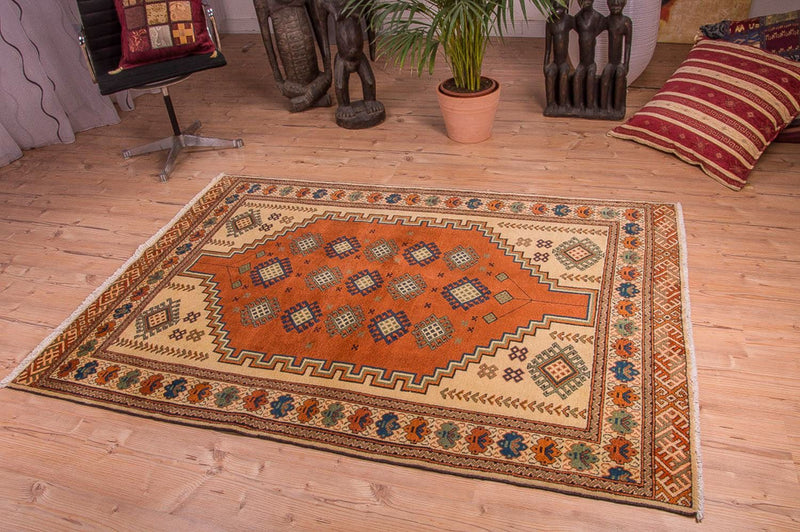 Alfombra Turkaman - 184 x 127 cm - naranja