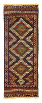 Alfombra de pasillo Alfombra Kelim - Oriental - 222 x 85 cm - marrón