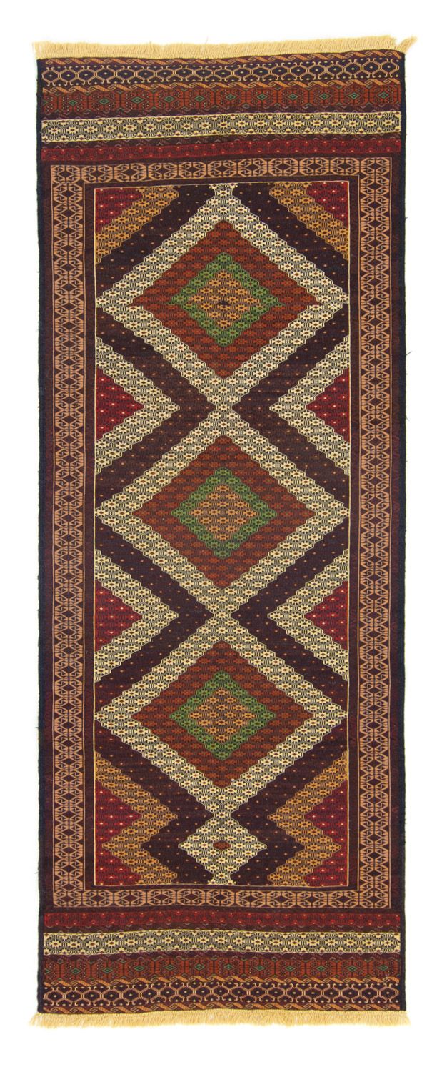 Alfombra de pasillo Alfombra Kelim - Oriental - 222 x 85 cm - marrón