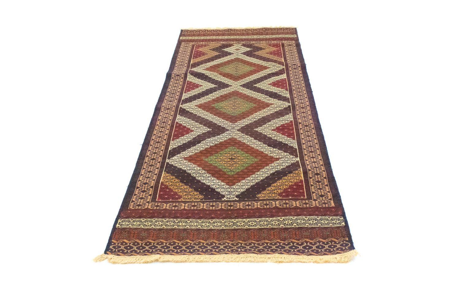Alfombra de pasillo Alfombra Kelim - Oriental - 222 x 85 cm - marrón