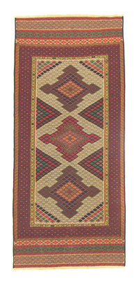 Alfombra de pasillo Alfombra Kelim - Oriental - 191 x 88 cm - marrón