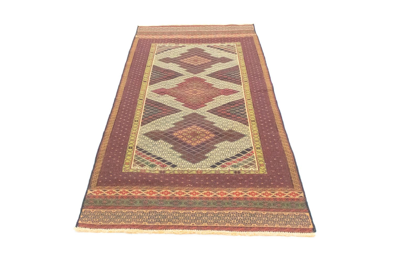 Alfombra de pasillo Alfombra Kelim - Oriental - 191 x 88 cm - marrón