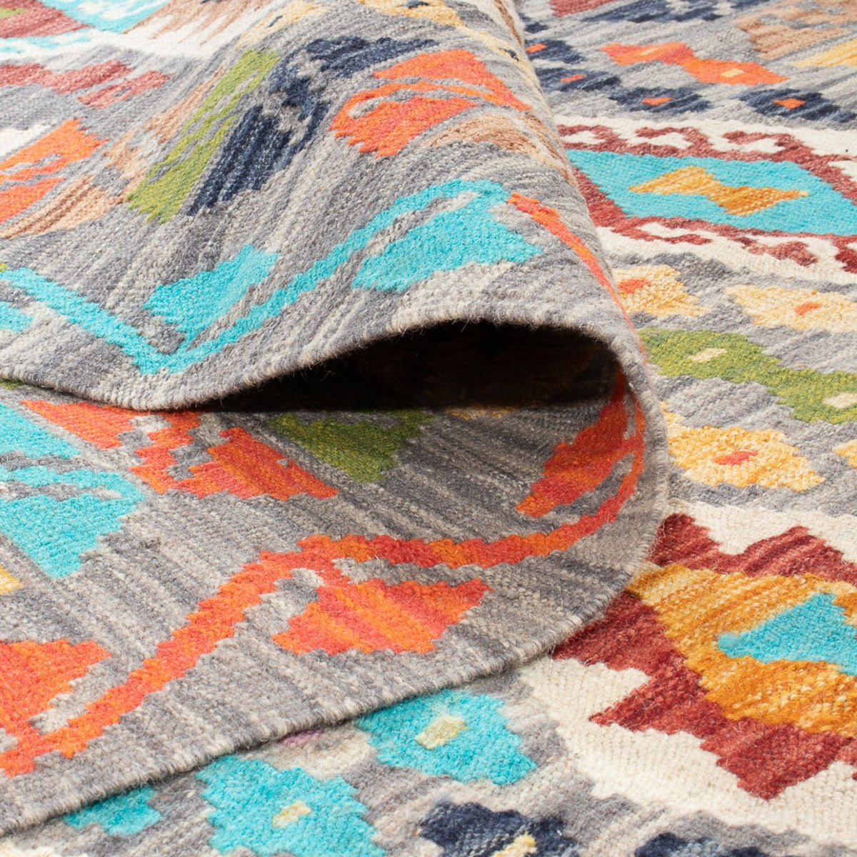 Alfombra Kelim - Splash - 251 x 176 cm - multicolor