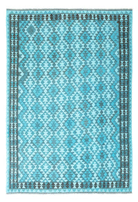 Alfombra Kelim - Tendencia - Vintage/revestido - 277 x 195 cm - turquesa