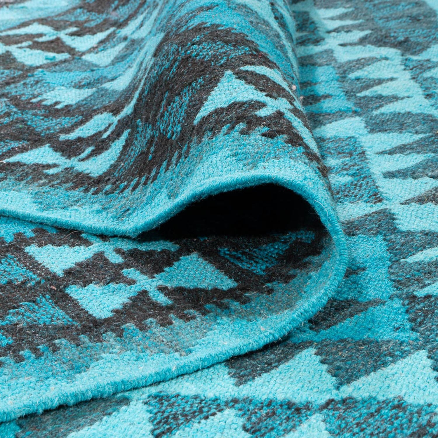 Alfombra Kelim - Tendencia - Vintage/revestido - 277 x 195 cm - turquesa