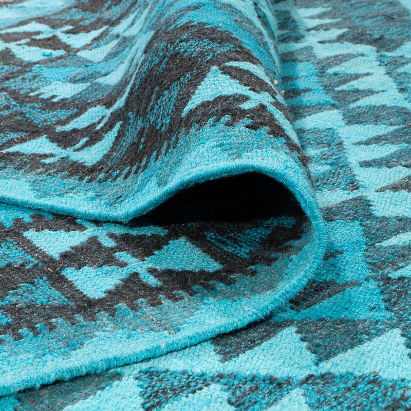 Alfombra Kelim - Tendencia - Vintage/revestido - 277 x 195 cm - turquesa