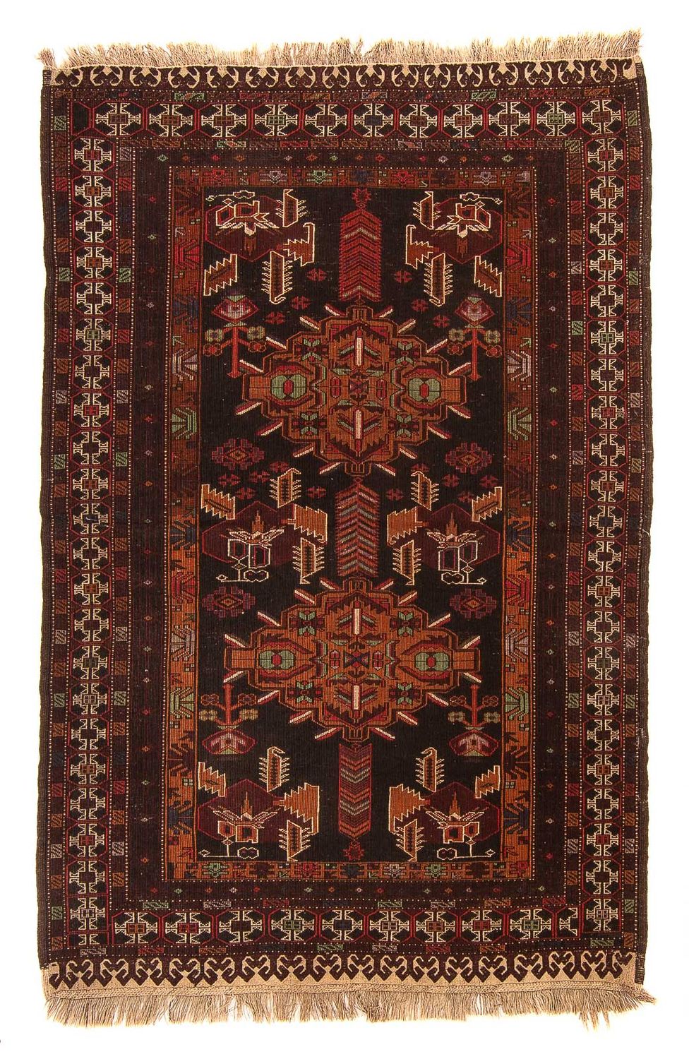 Alfombra afgana - 189 x 127 cm - marrón