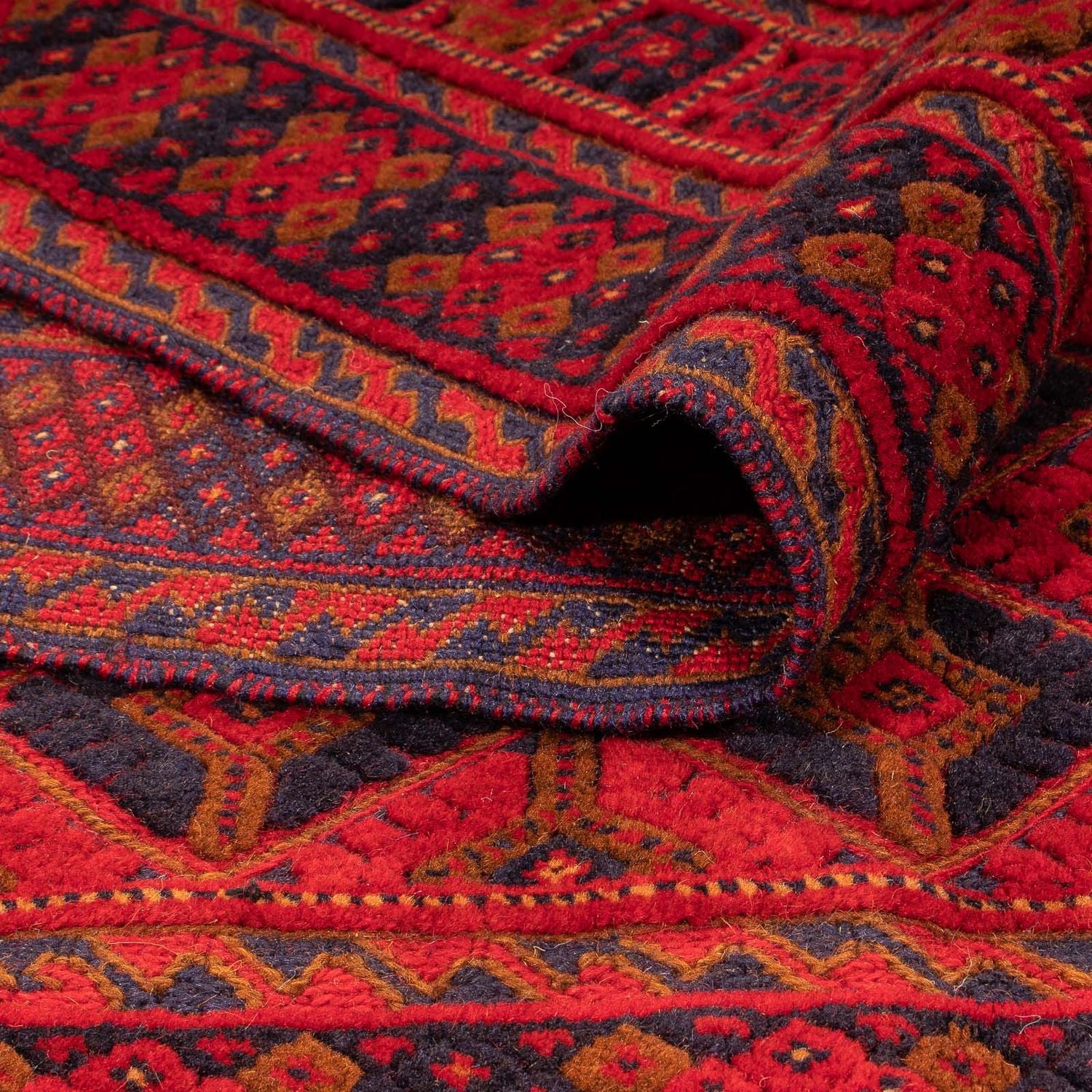 Alfombra Turkaman - 190 x 153 cm - rojo oscuro