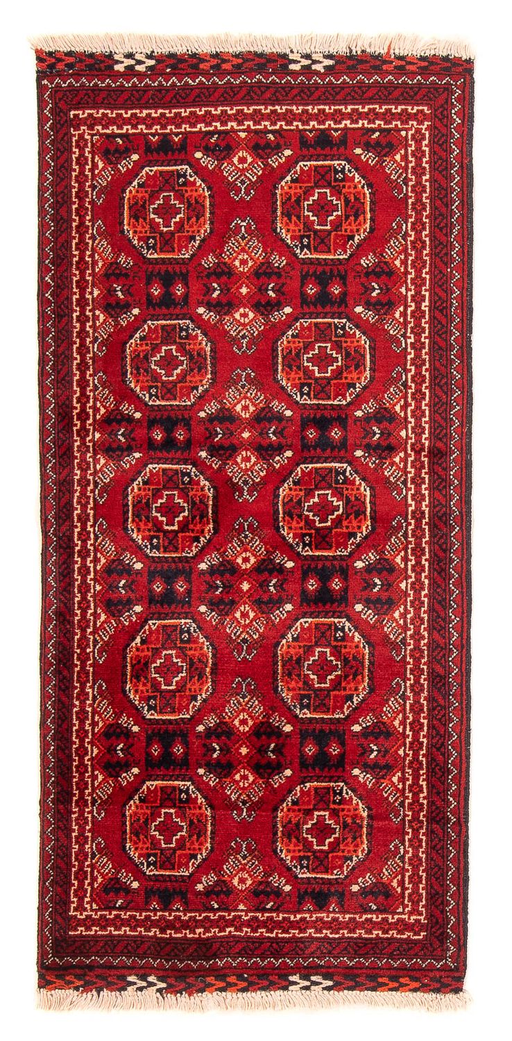 Alfombra de pasillo Alfombra afgana - 106 x 49 cm - rojo oscuro
