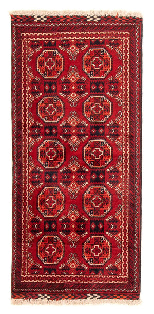 Alfombra de pasillo Alfombra afgana - 106 x 49 cm - rojo oscuro