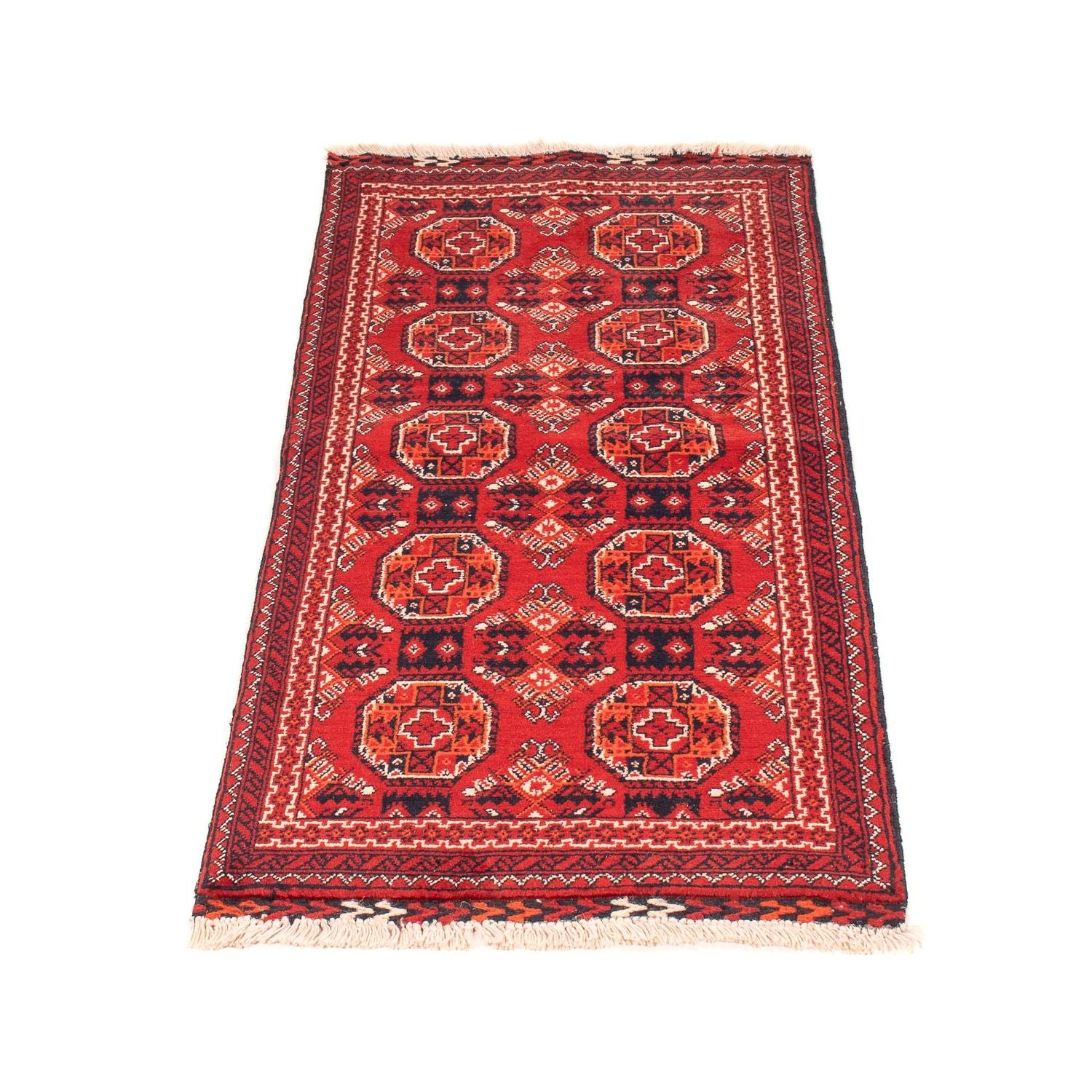 Alfombra de pasillo Alfombra afgana - 106 x 49 cm - rojo oscuro