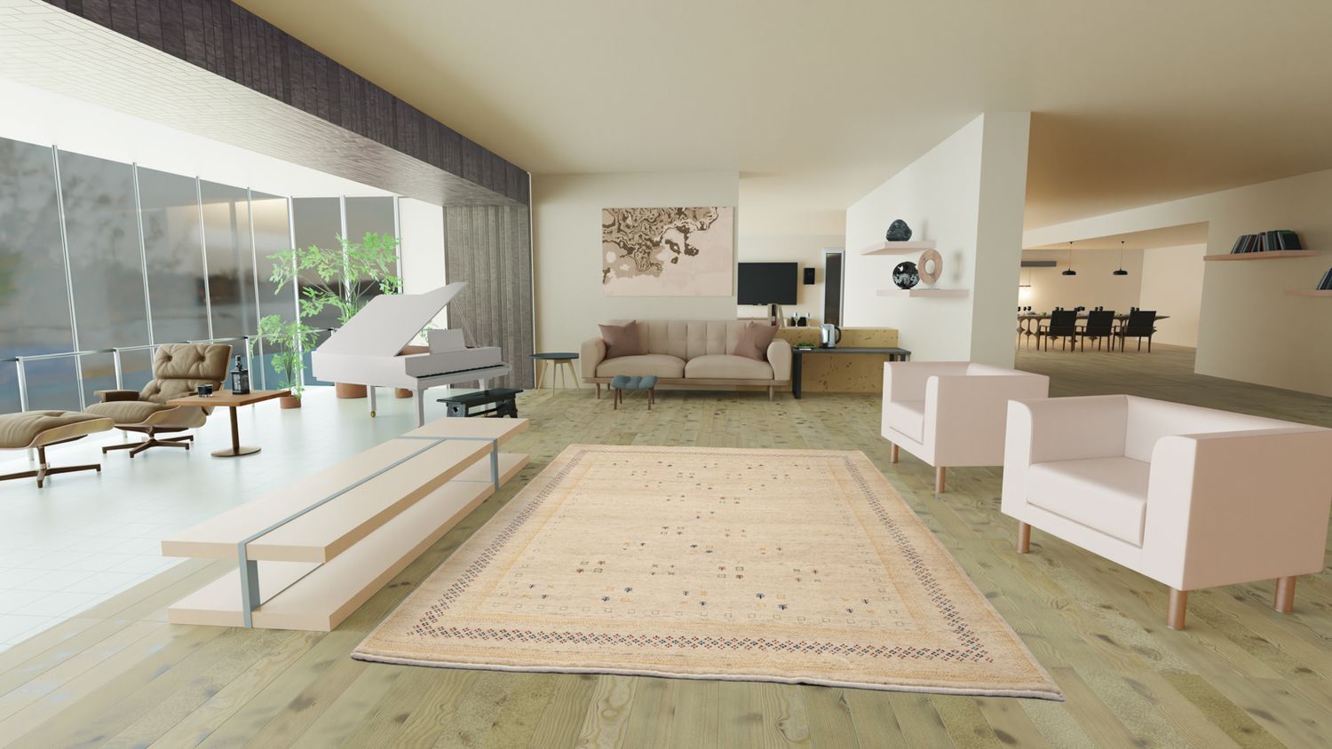 Alfombra Gabbeh - Loribaft Persa - 400 x 300 cm - beige