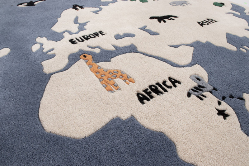 Mapa del Mundo Alfombra Infantil Redondo
