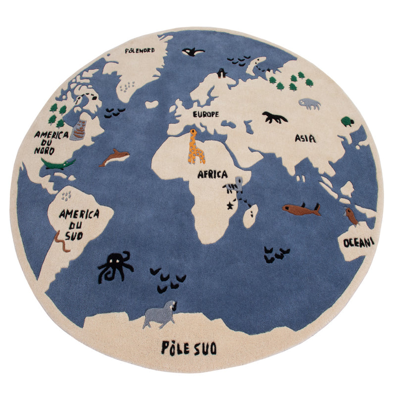 Mapa del Mundo Alfombra Infantil Redondo