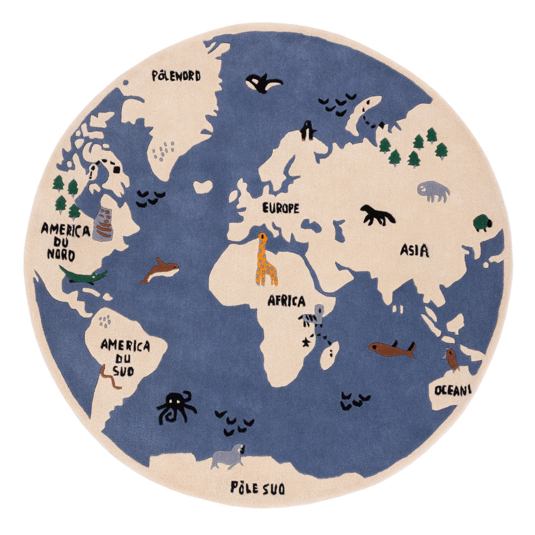 Mapa del Mundo Alfombra Infantil Redondo