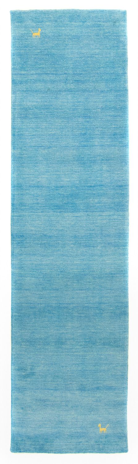 Alfombra de pasillo Alfombra Gabbeh - Indus - 200 x 80 cm - azul claro