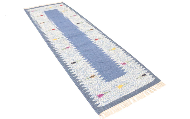 Alfombra de pasillo Alfombra Kelim - Tendencia - 250 x 80 cm - azul