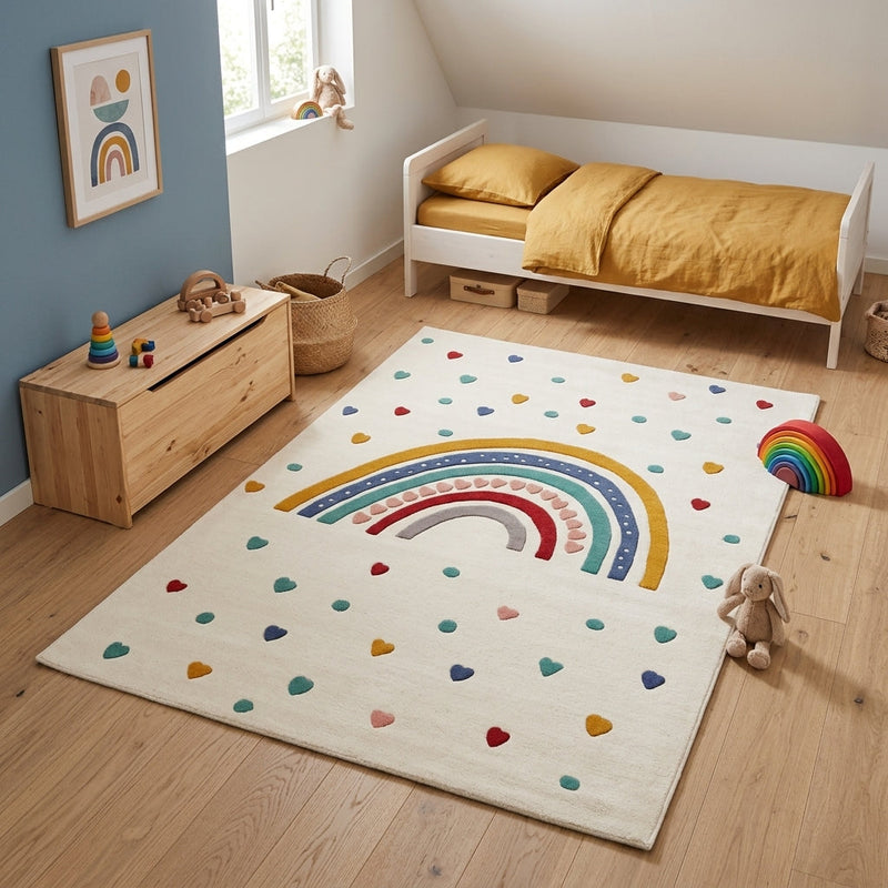 Arcoíris Corazones Alfombra Infantil