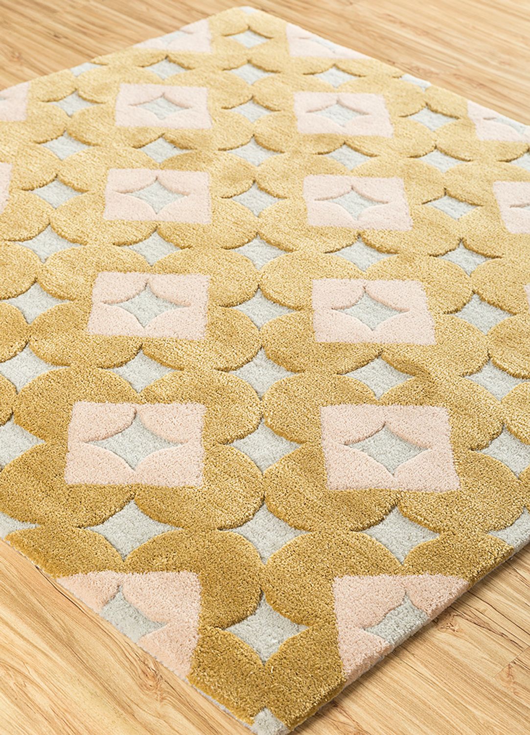 Alfombra de lana cuadrado  - 180 x 180 cm - oro