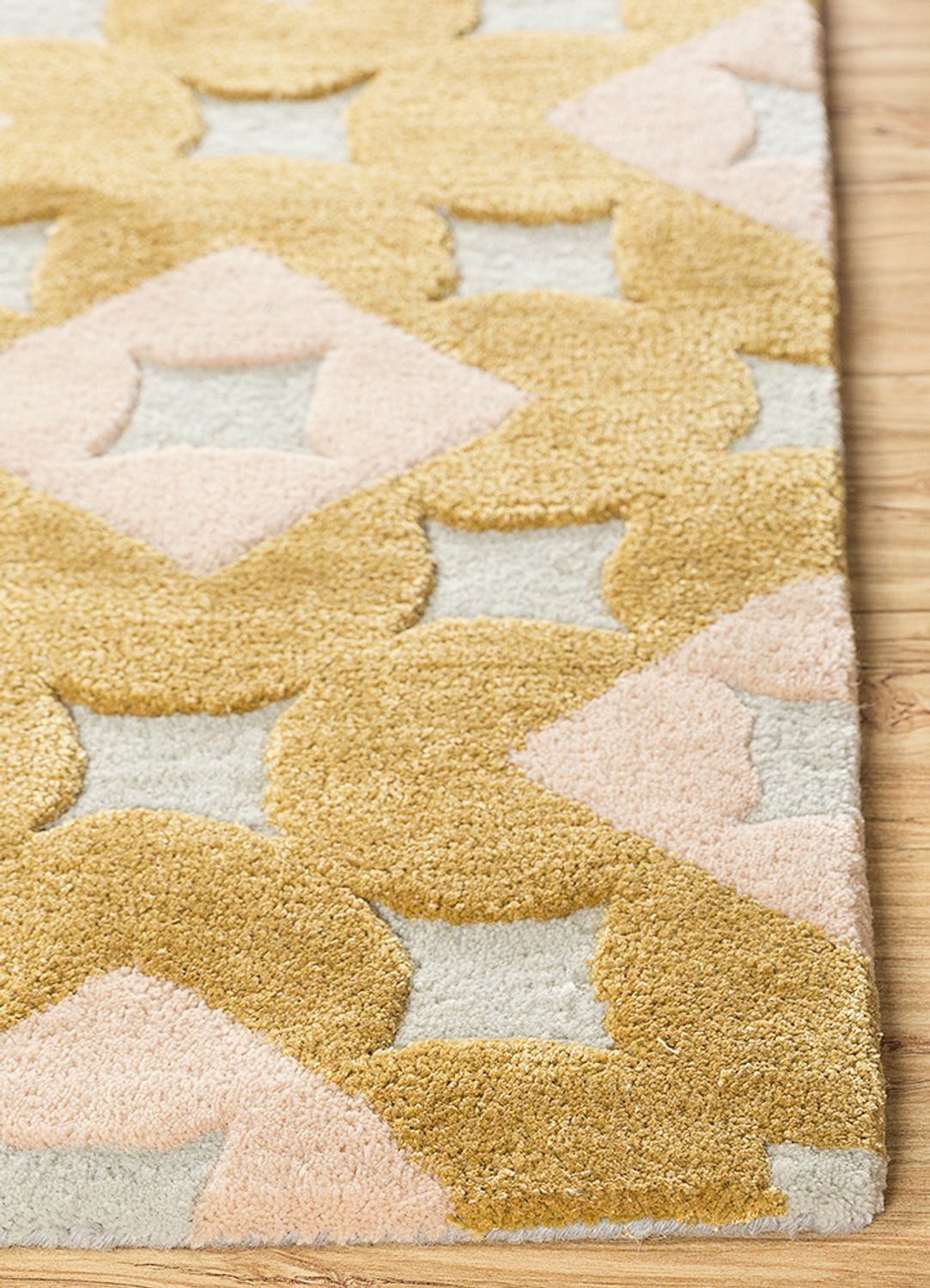 Alfombra de lana cuadrado  - 180 x 180 cm - oro