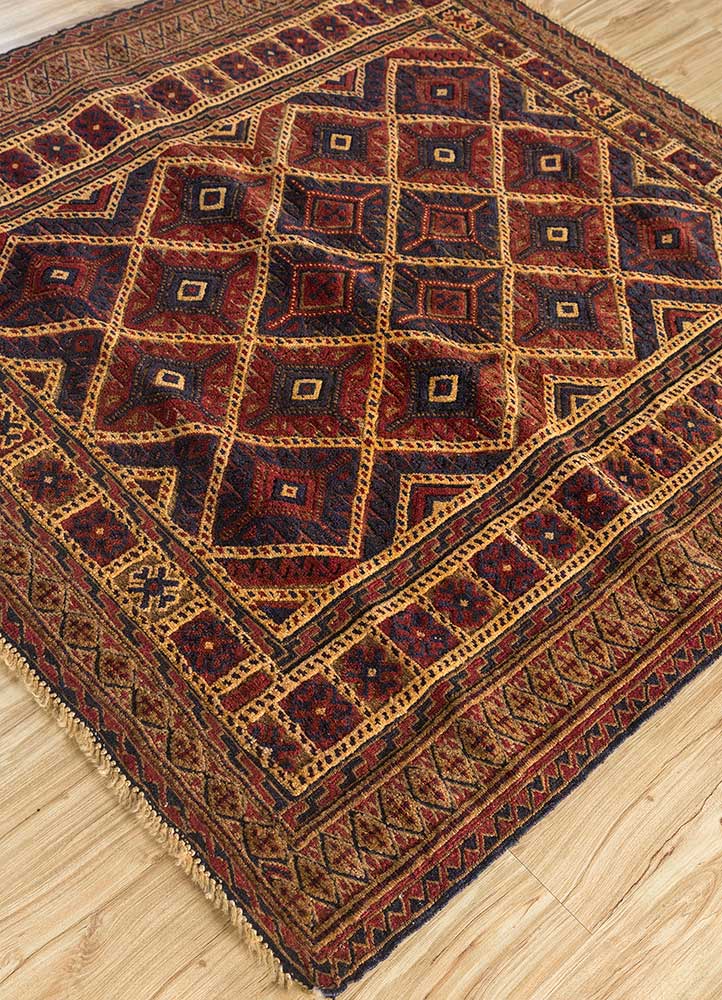 Alfombra de lana cuadrado  - 120 x 120 cm - oro