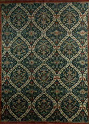 Alfombra de lana - 300 x 200 cm - verde oscuro