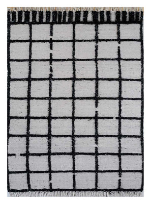 Alfombra de lana - 240 x 150 cm - blanco y negro