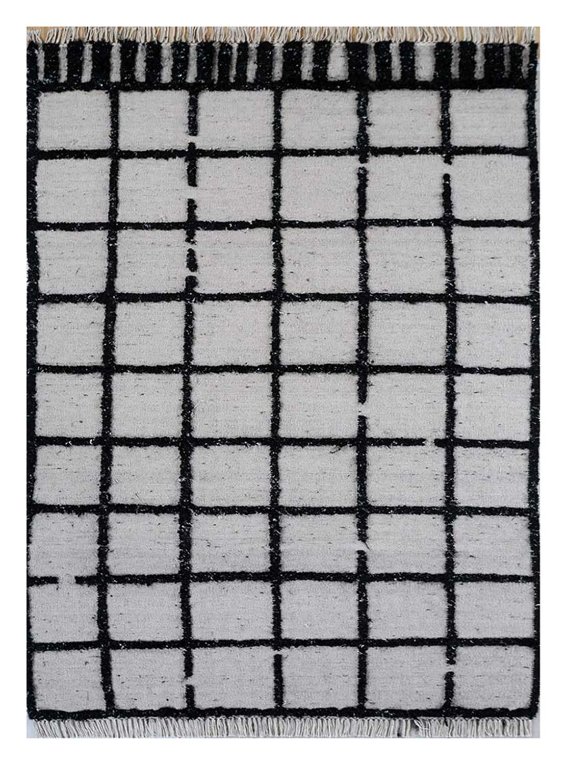 Alfombra de lana - 240 x 150 cm - blanco y negro