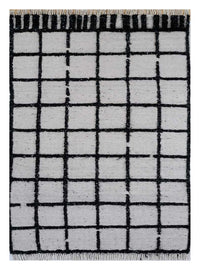 Alfombra de lana - 240 x 150 cm - blanco y negro